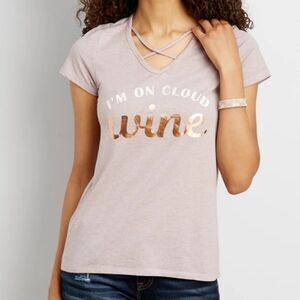 Maurices Cloud Wine Dusty Rose Burnout Graphic Strappy Tee